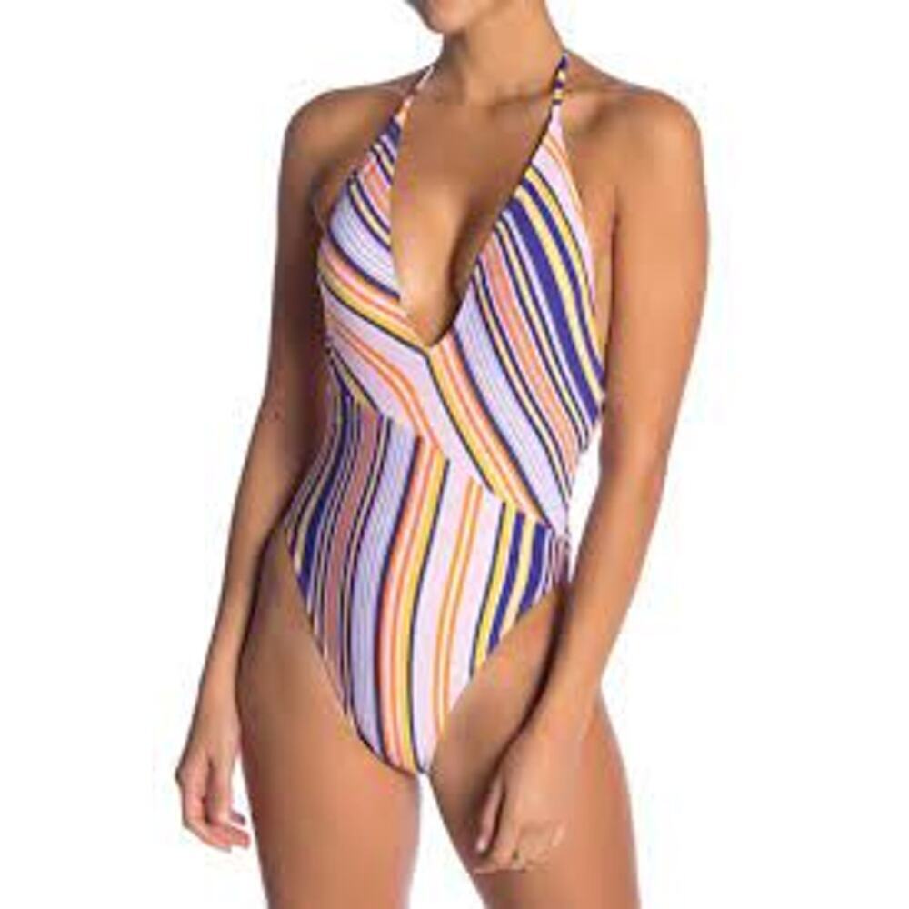 THE BIKINI LAB Beach Stripe Ultramarine OnePiece L